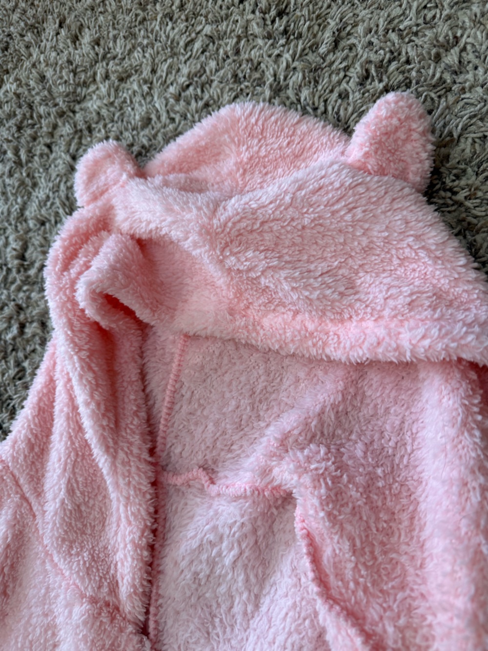 Ladies zip up teddy bear Plush Hooded One-Piece loungewear - bubble gum Pink(xxl - Picture 8 of 14